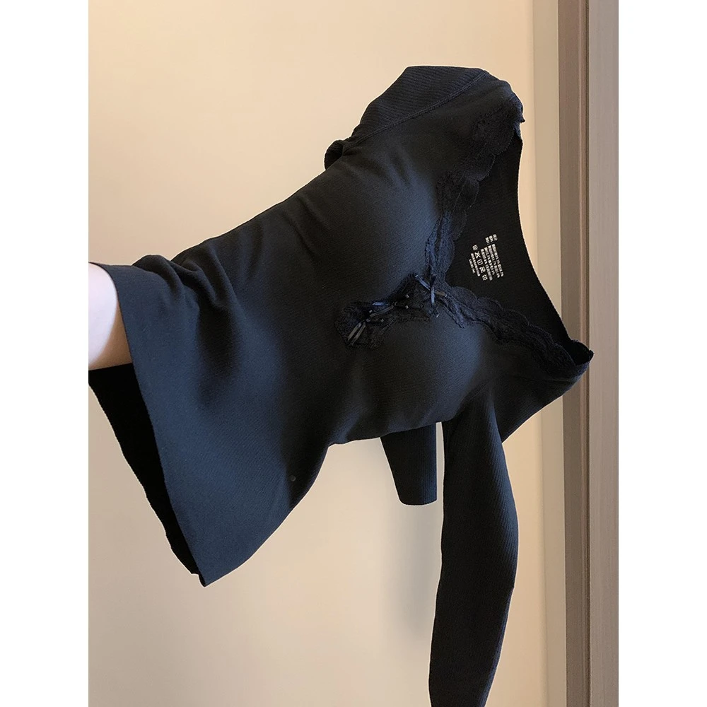 纯欲蕾丝一体绒加厚v领打底衫带胸垫保暖内美隐形热能保暖美肤衣