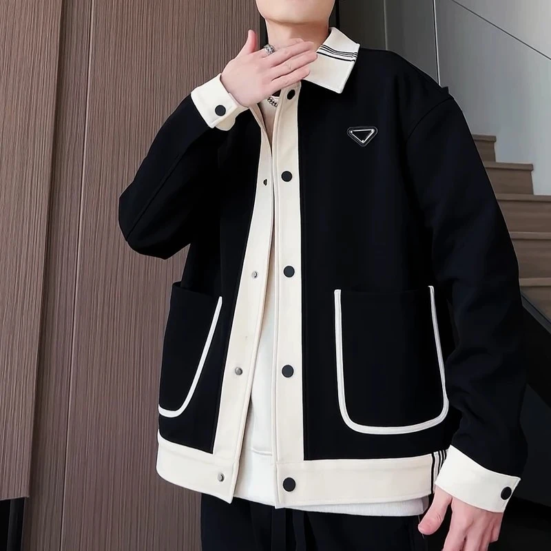 2025早秋新款潮流时尚休闲口袋设计拼接百搭男士外套春秋季宽松