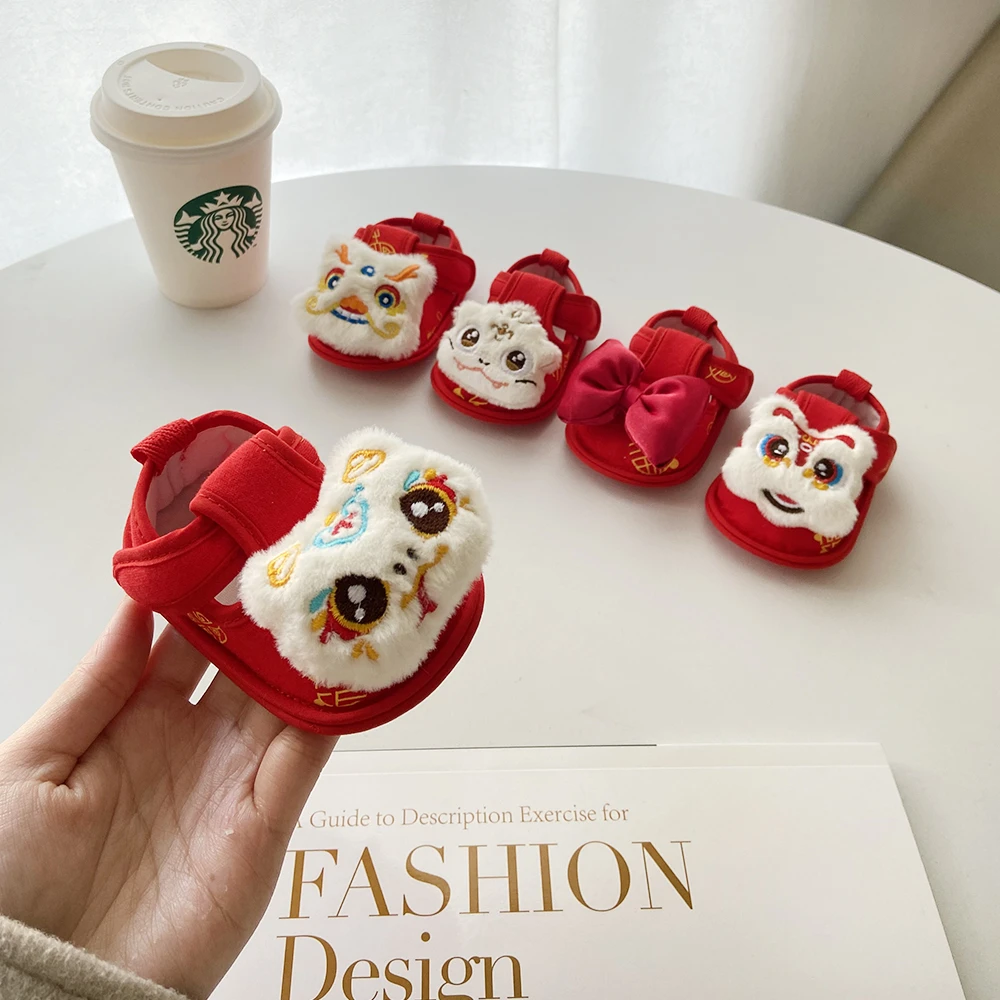 红色婴儿鞋子春秋款男女宝宝小月龄婴幼儿满月百天周岁蛇年学步鞋