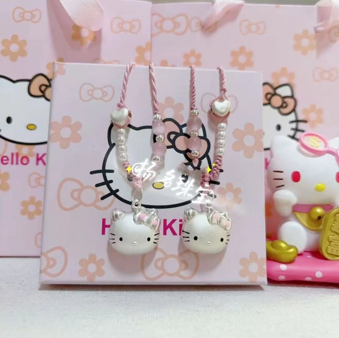吊坠足银布 足银999布艺helloKitty彩色项链少女心甜美闺蜜可爱