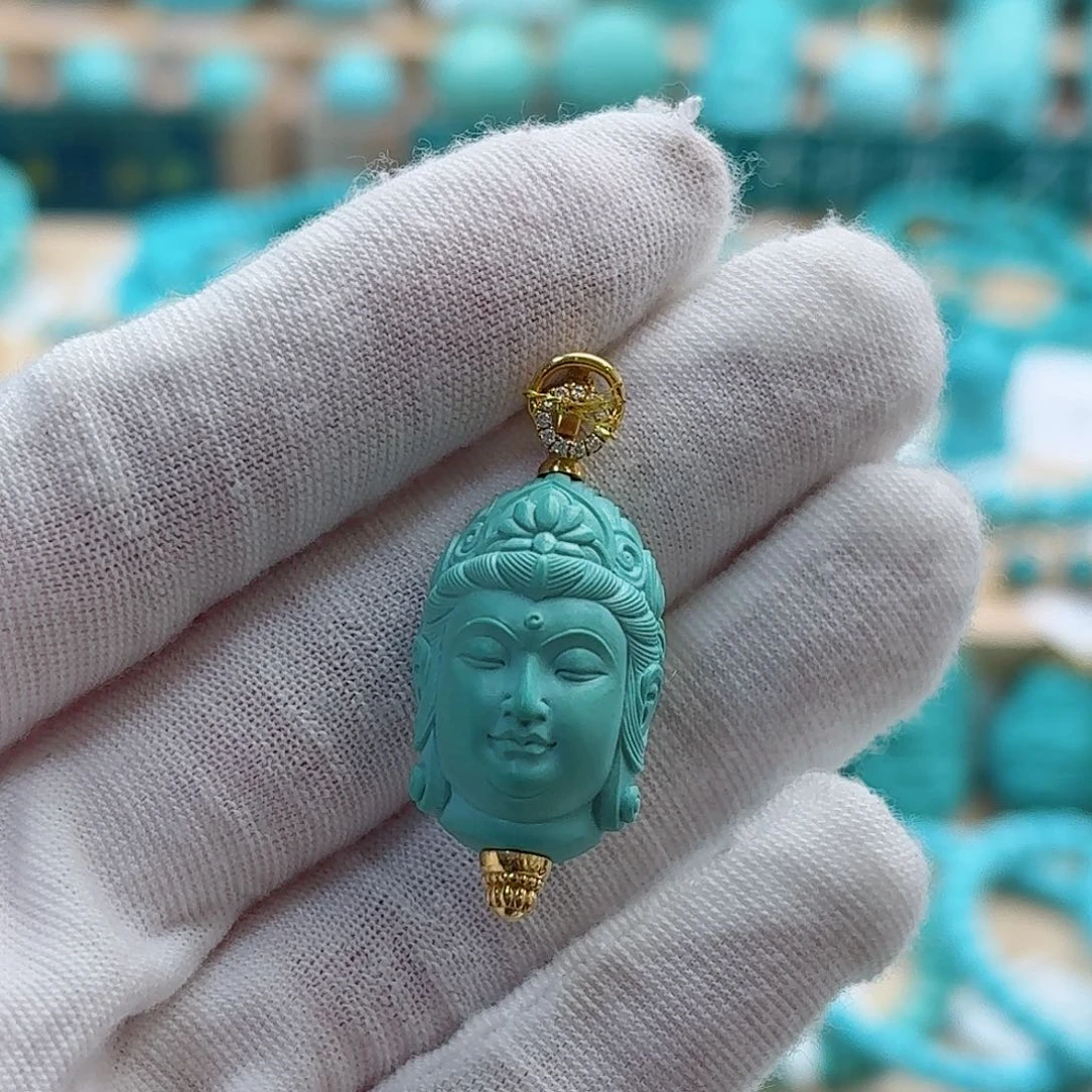 绿松石18K金镶嵌珠宝奇石