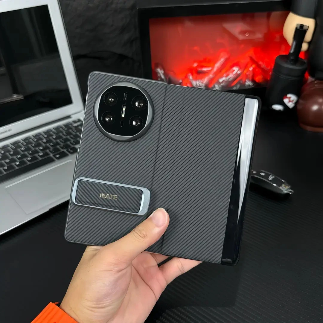 适用华为Matex6x5x3典藏版折叠屏手机壳碳纤维纹理翻盖皮套全包