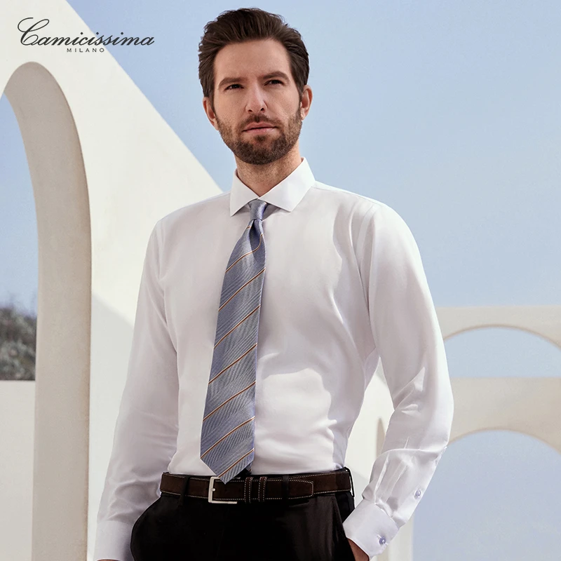 恺米切经典百搭商务休闲抗菌免烫衬衫男士长袖修身经典衬衣