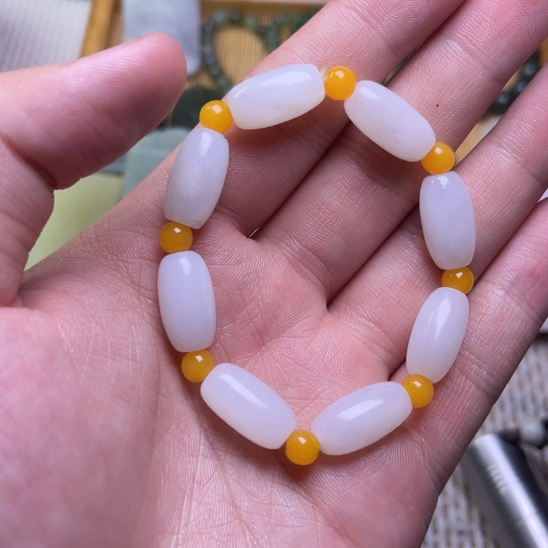 未镶嵌和田玉珠宝半成品白玉手串