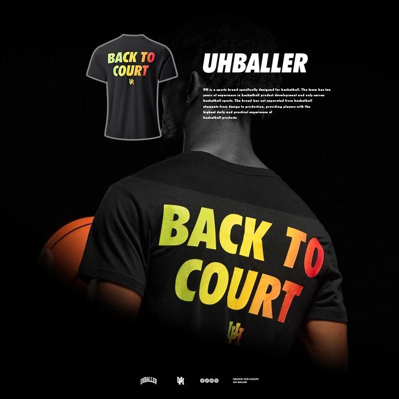 UHBALLER彩虹篮球运动短袖男子训练健身速干圆领T恤美式投篮服