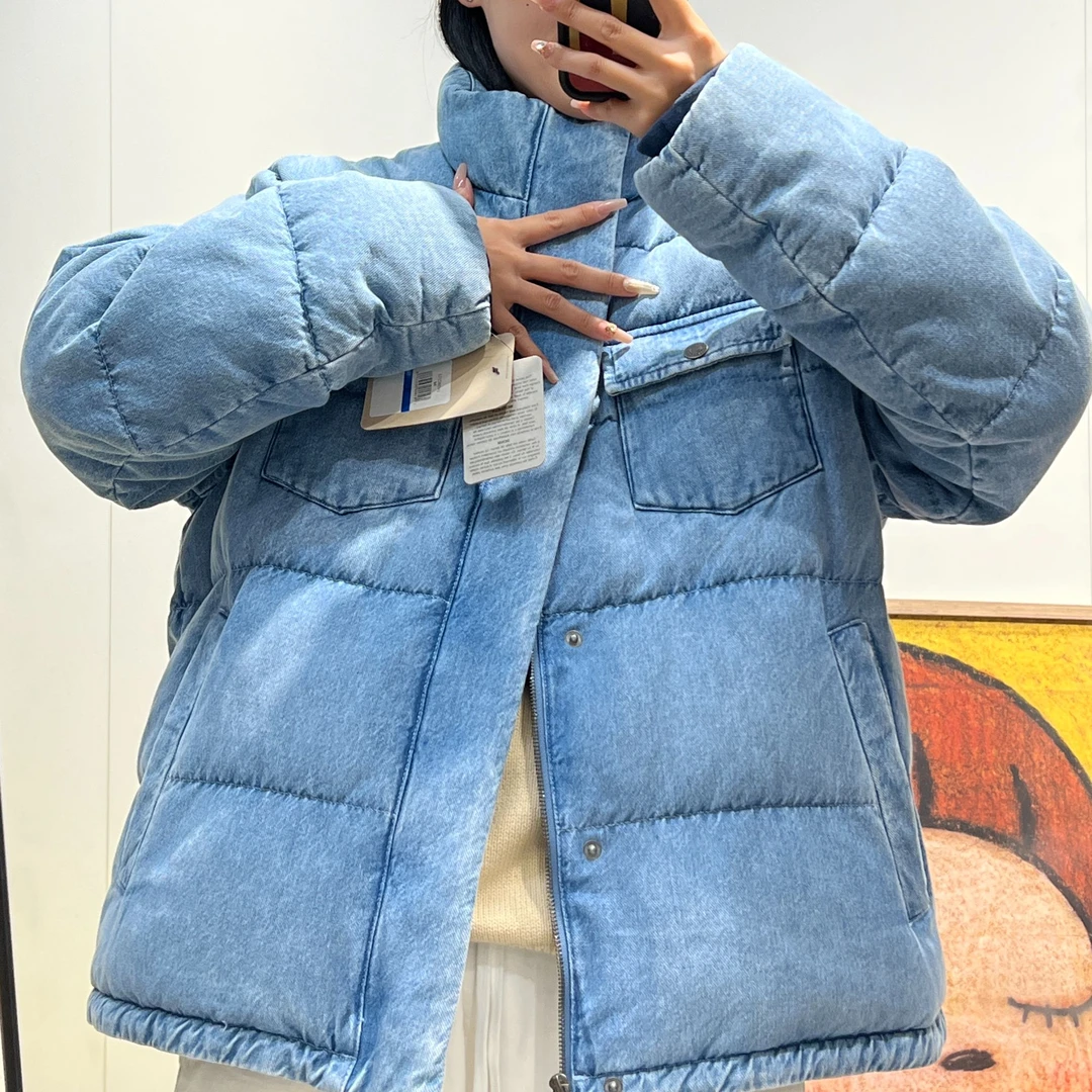 思思 蓝色牛仔棉服 超重磅