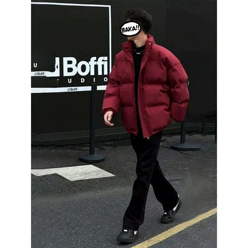 潮牌轻奢高端男士欧美式街头简约色百搭立领棉服男冬季潮牌小众保