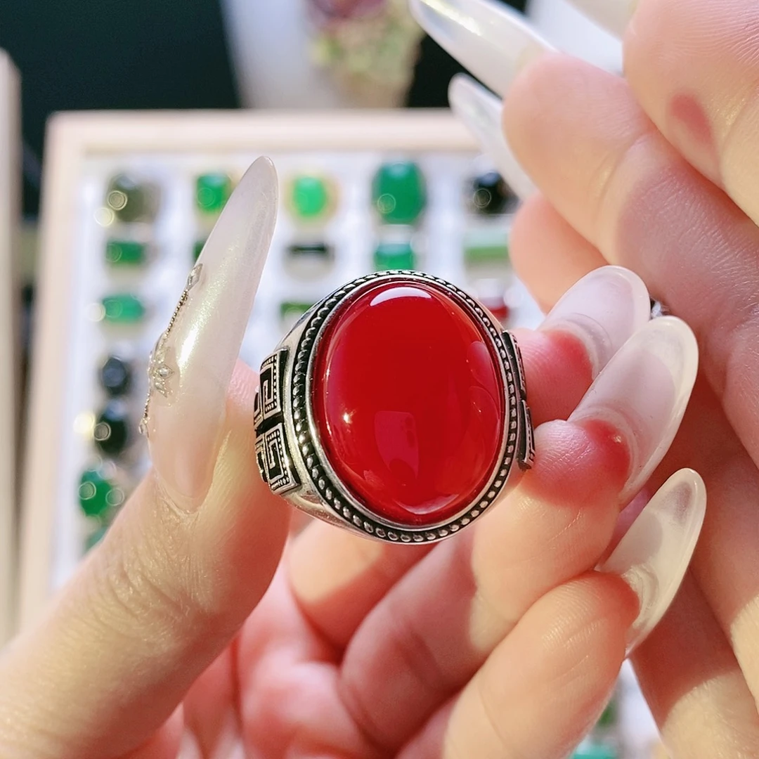 玛瑙/玉髓戒指银S925镶嵌用****0