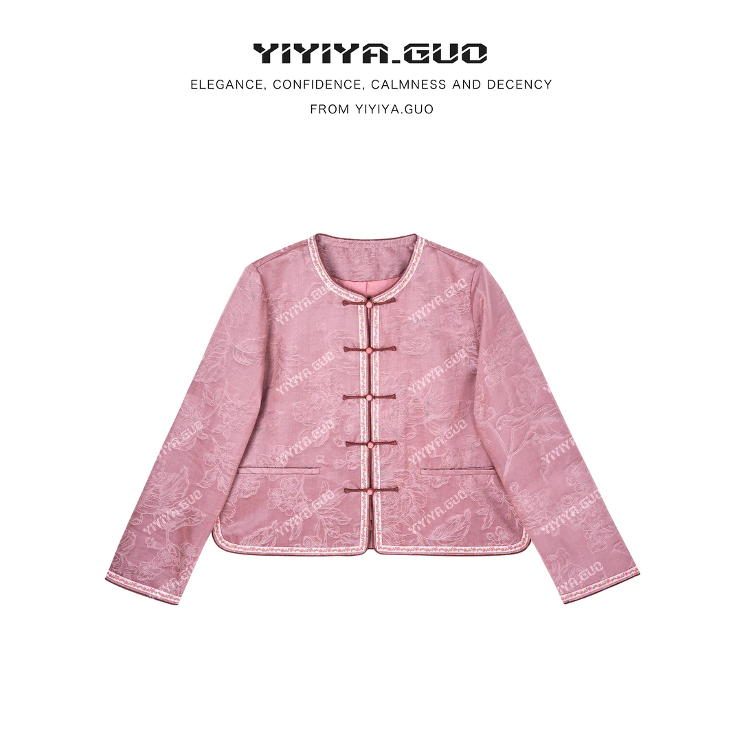 yiyiya.Guo艺艺吖新中式中国风提花盘扣开襟长袖外套080252SS52