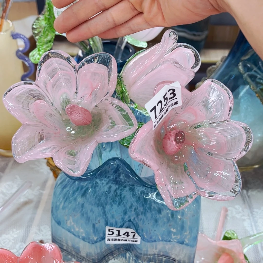 2百合1花苞 家悦琉璃花瓶摆件