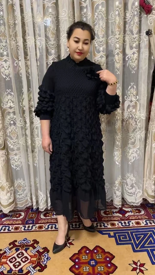 连衣裙女装蕾丝旗袍气质网红时尚黑色گارمۇن كۆينەك聚酯纤维