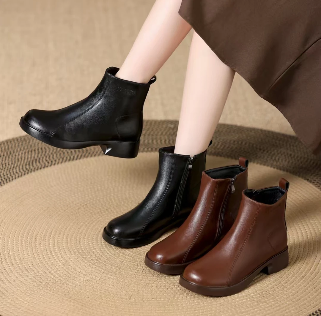 【品牌力荐】秋冬舒适时尚英伦风高级百搭软底软面切尔西短靴507