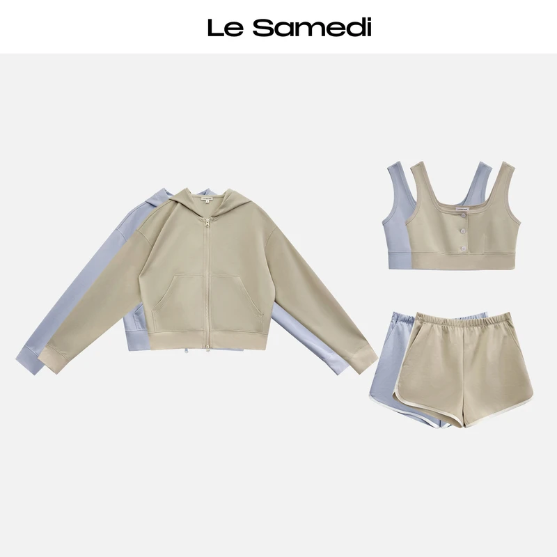 Le Samedi【周末女团】 假日少女风 工字背心/贝壳短裤/运动外套