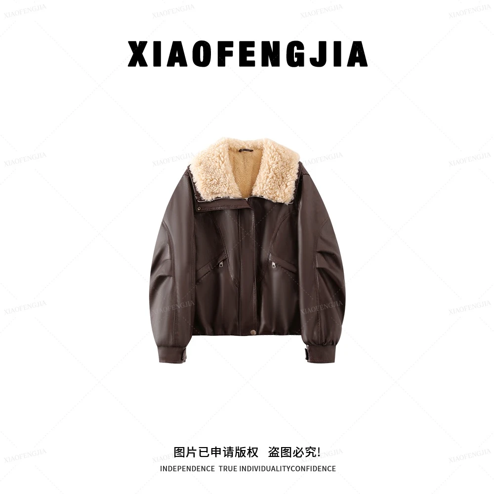 2025冬季新款【四季青小封家轻奢】毛绒大翻领加绒保暖皮衣外套8910