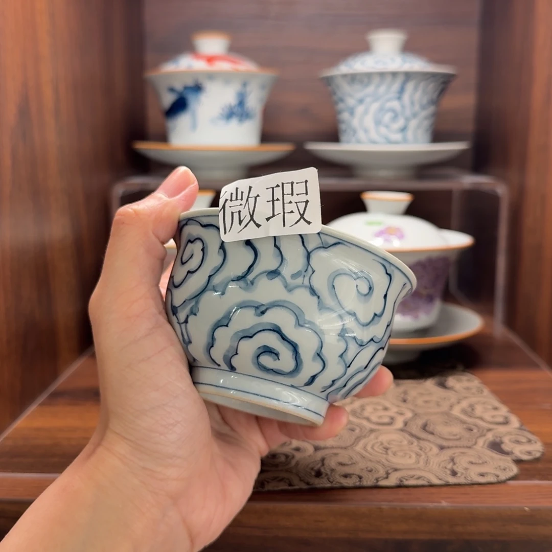釉下手绘茶具微瑕