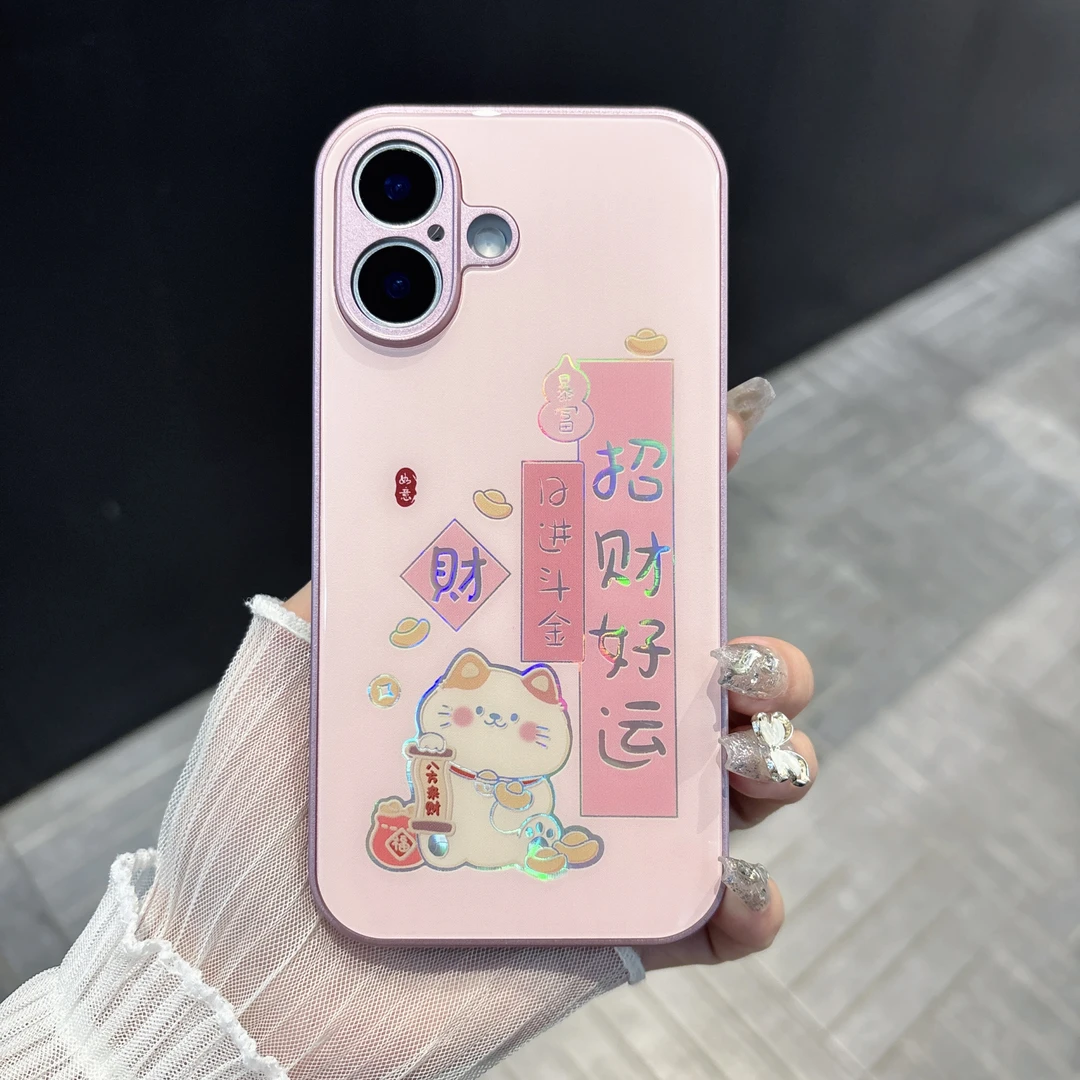 烫金玻璃适用iPhone16苹果/华为/荣耀/oppo/vivo/小米防摔手机壳