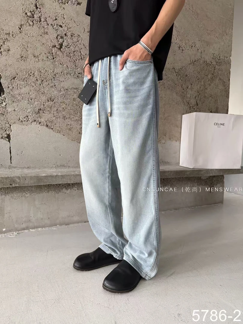 长裤薄款水洗春夏意产冰蓝牛仔裤ins潮流夏季做旧百搭牛仔裤5786