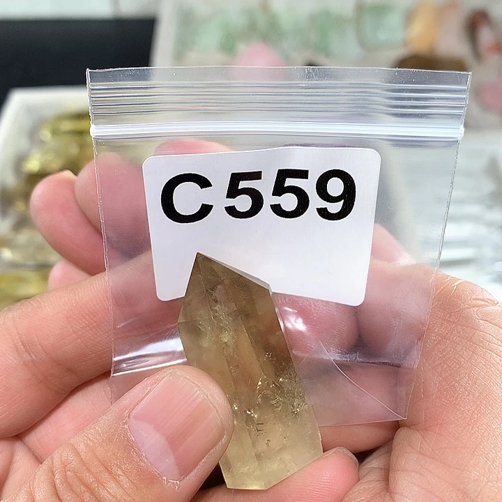 黄晶天然水晶柱子C559未镶嵌心*