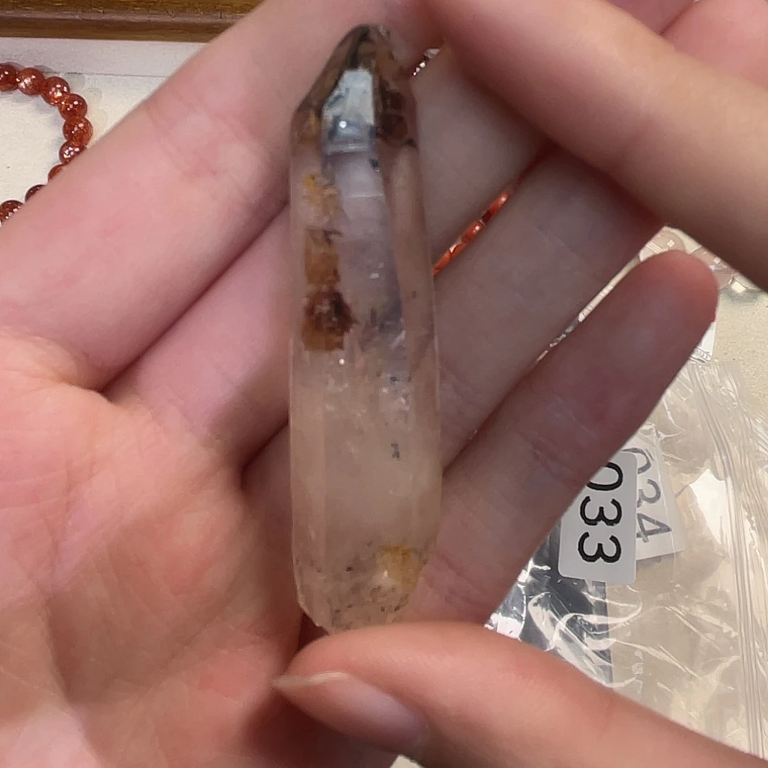 水晶手串未镶嵌油胆骸骨原石 51号