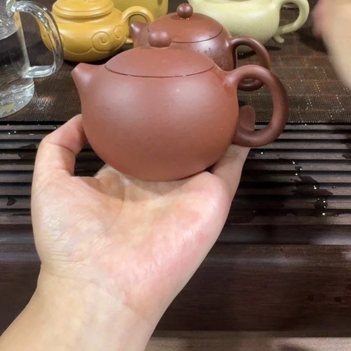 茶杯紫砂朱泥半手手工泥