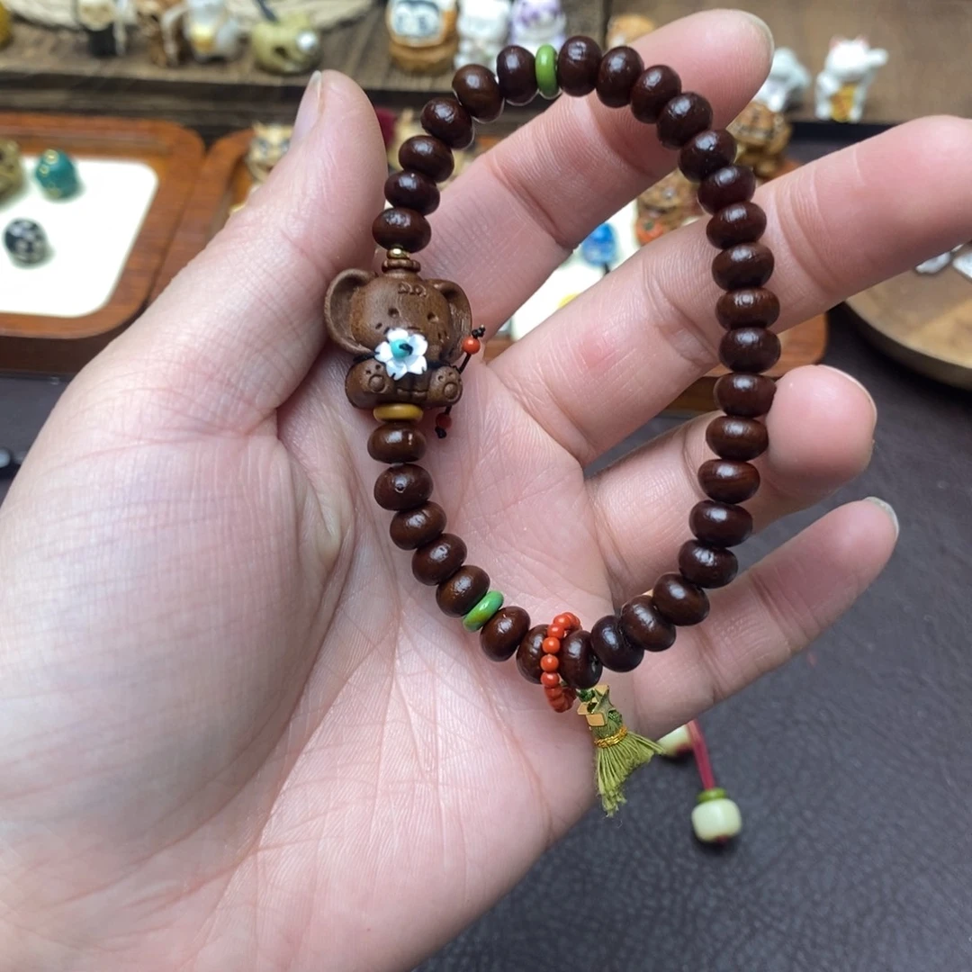 紫金钵盂菩提吊坠成品的手链