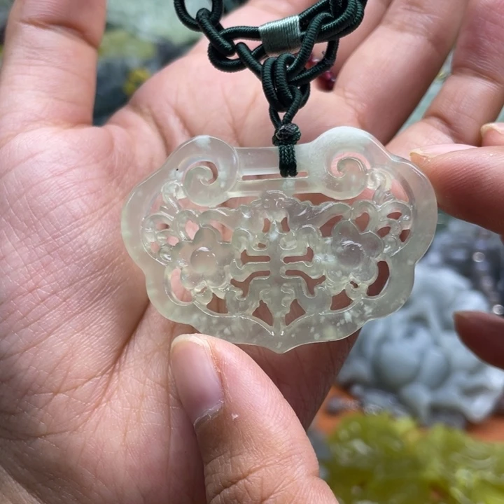 未镶嵌岫玉吊坠毛衣链锁骨链