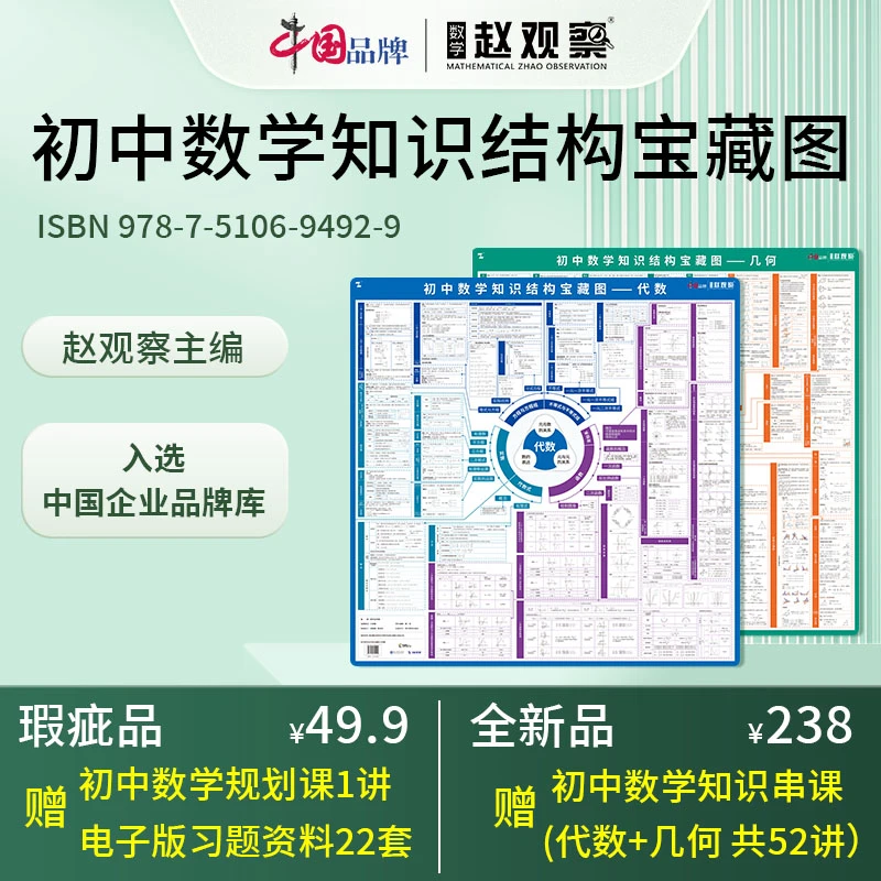 数学赵观察初中数学知识结构宝藏图知识梳理名师串讲初阶课程套餐