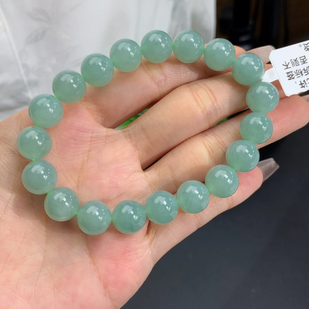 翡翠手链未镶嵌卡10冰胶绿手串