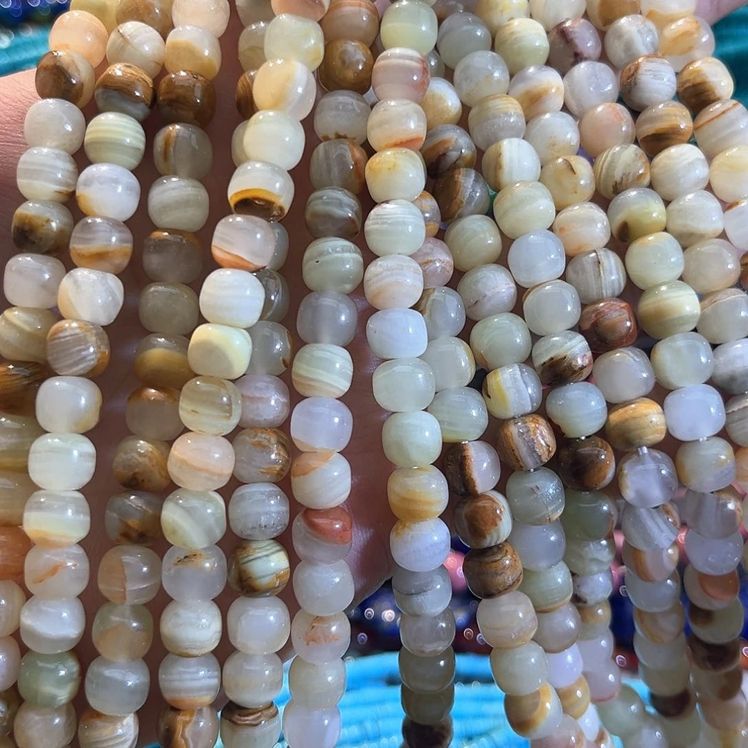 玛瑙/玉髓合金珠宝半成品青玉一条8mm