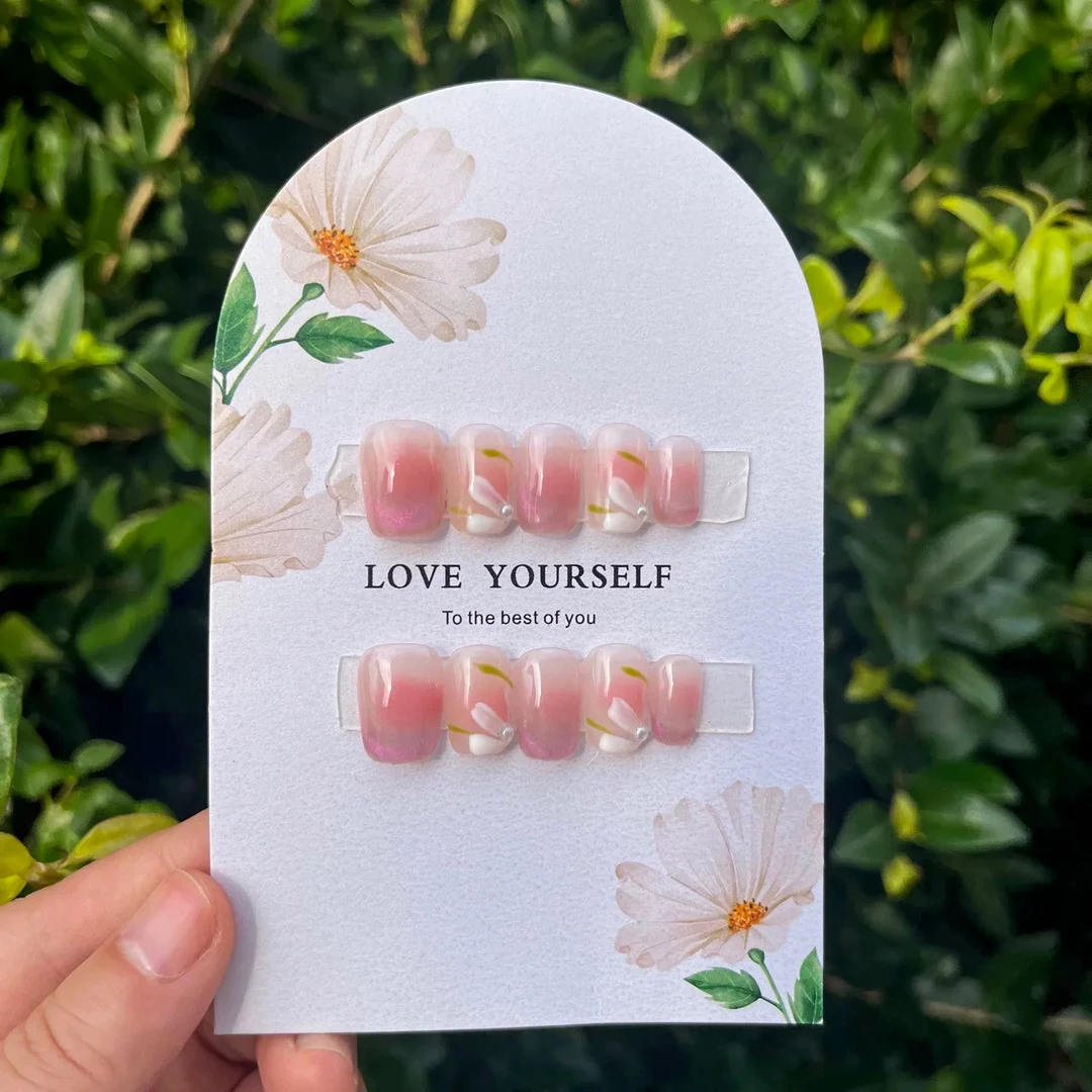 【园野】纯手工手绘小野花自然彩色猫眼美甲 可拆卸 十片装