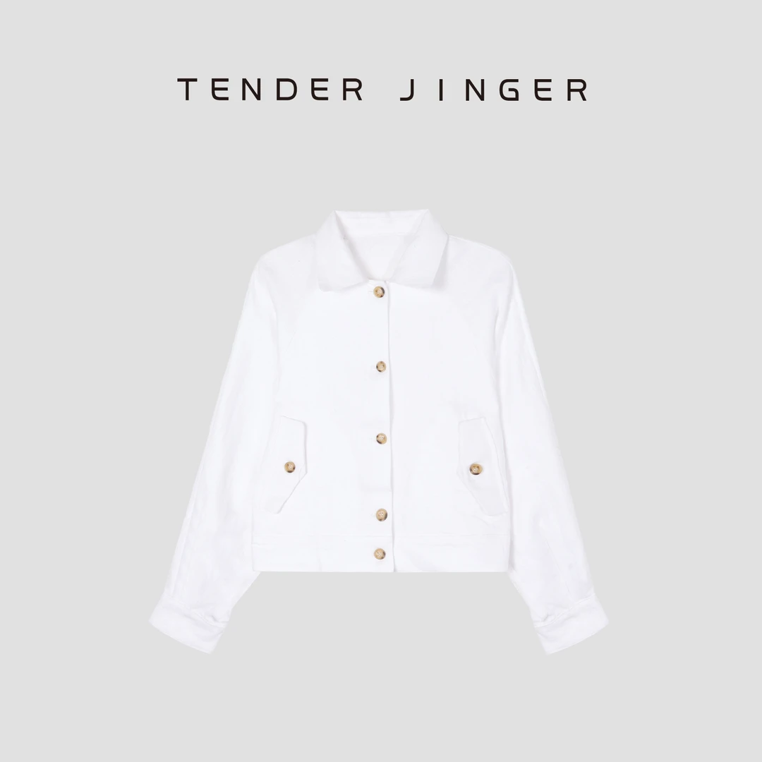 Tender Jinger女翻领亚麻短外套T51YMS80254