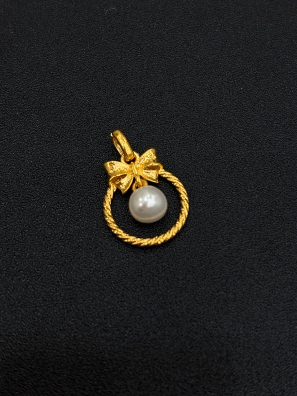 18k金吊坠 Au750吊坠 淡水珍珠  送银项链 d439