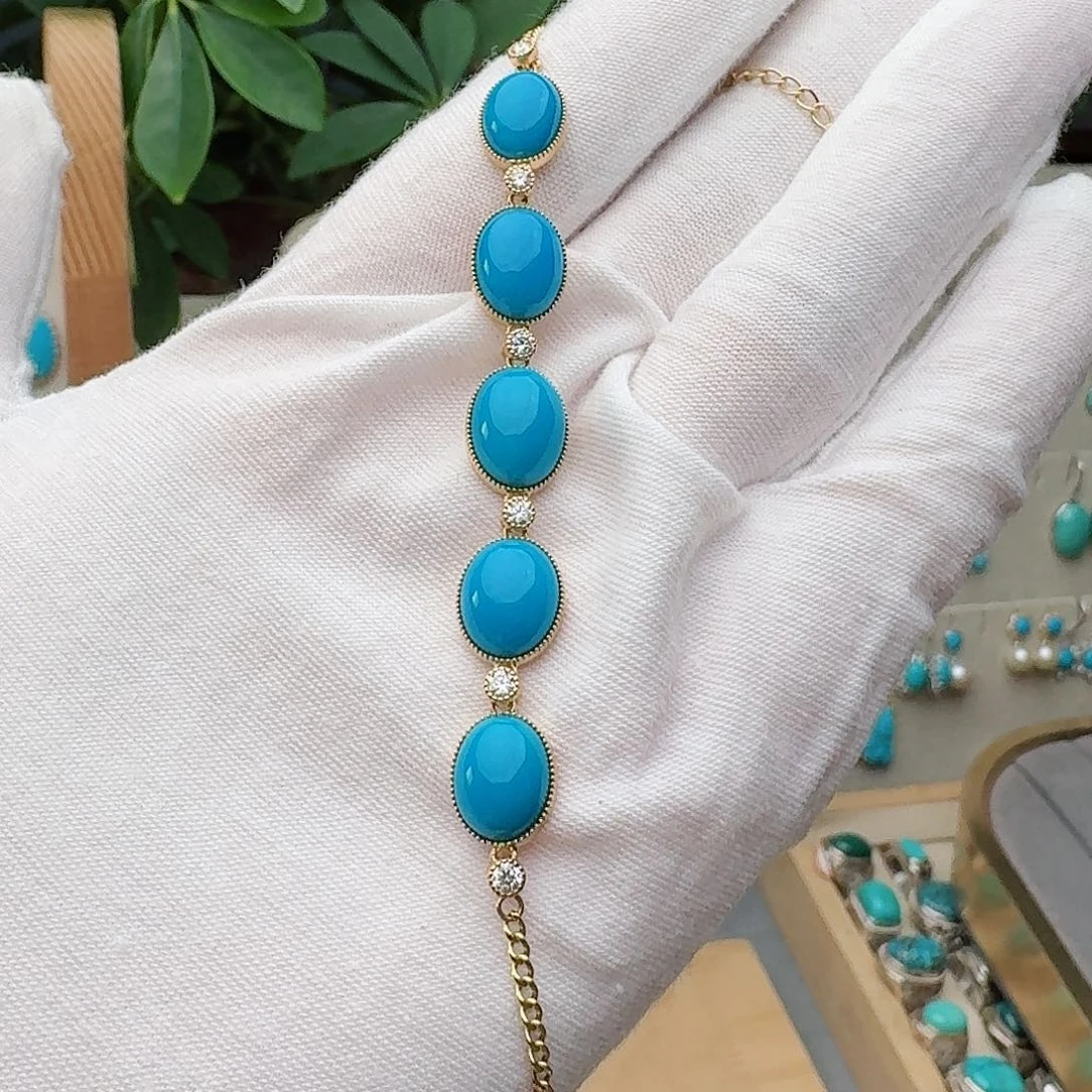 绿松石18K金镶嵌手链手链