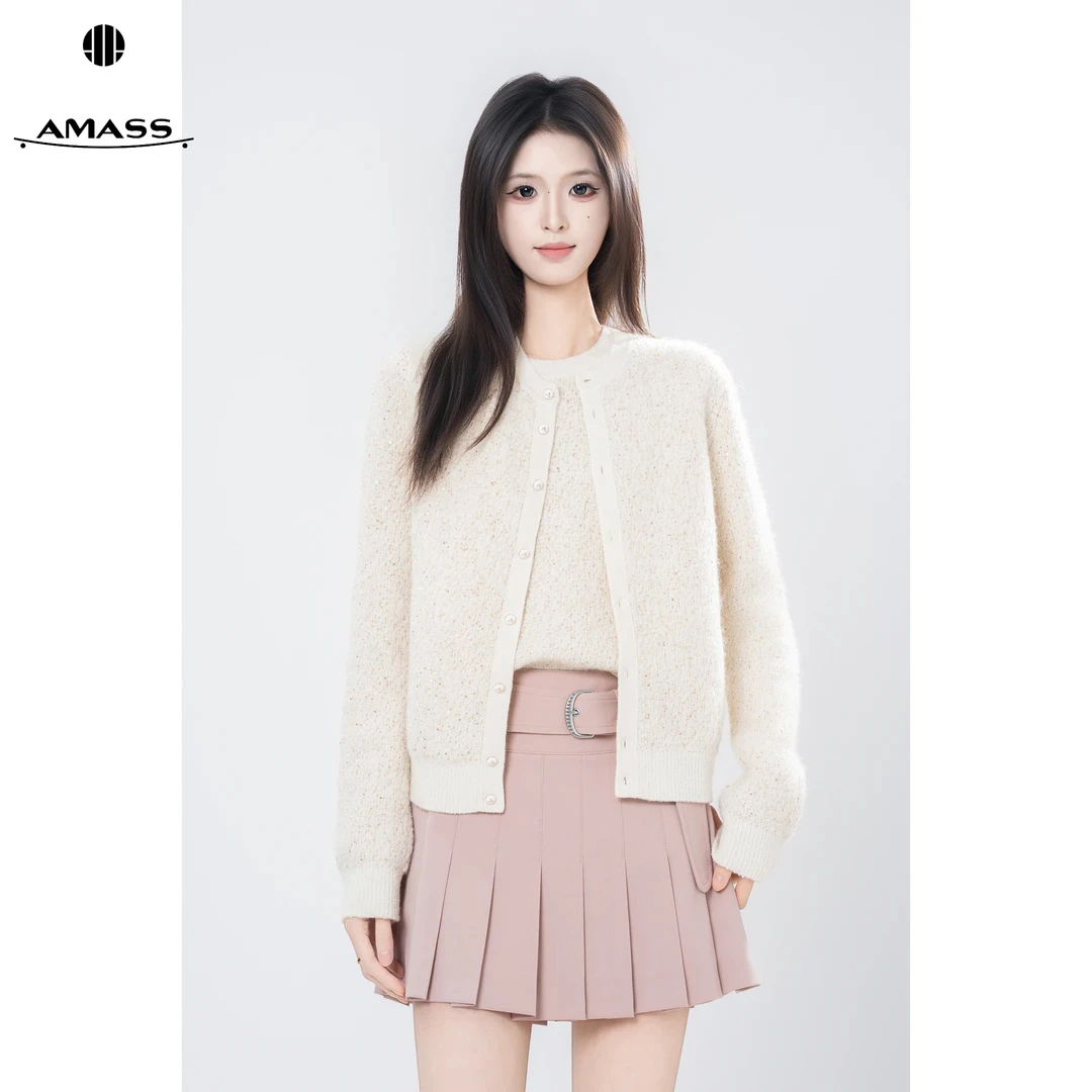 AMASS/阿玛施秋冬新款时尚气质舒适百搭优雅轻奢针织开衫女548046