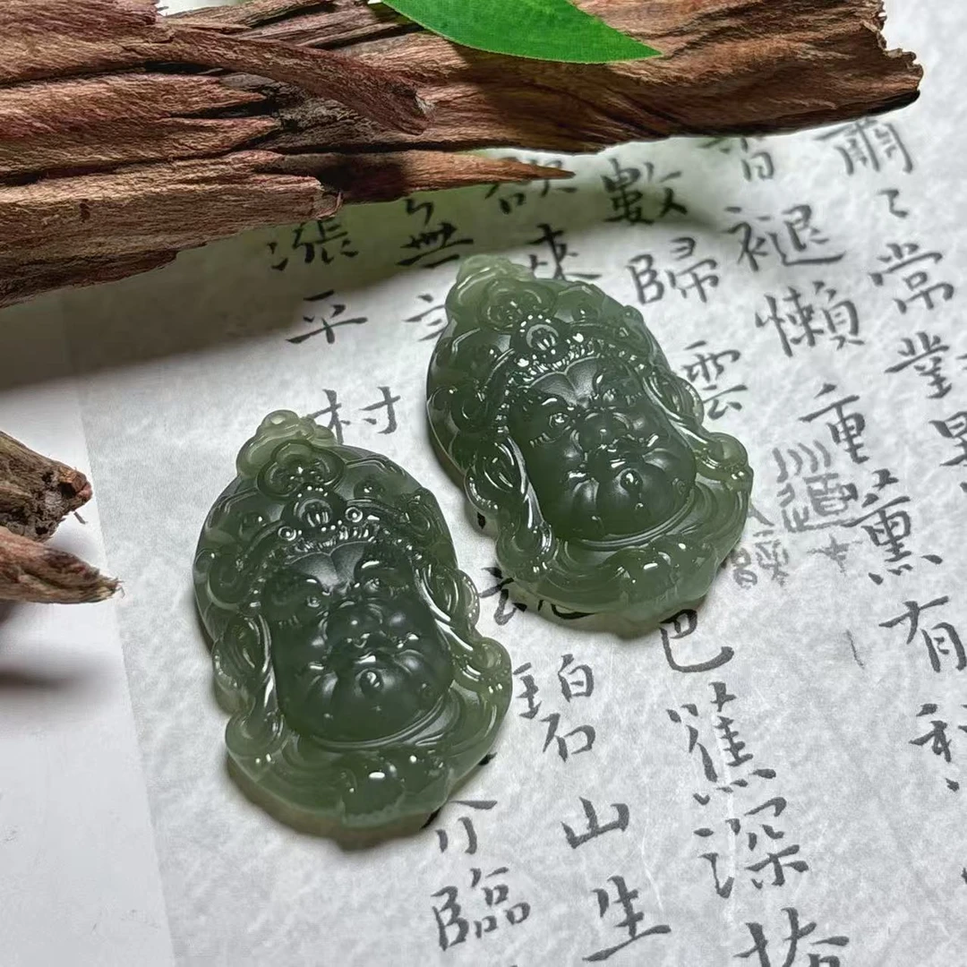 《铁头老猪》WJ055天然和田玉黄财神吊坠约25*9*40mm多样性发其一