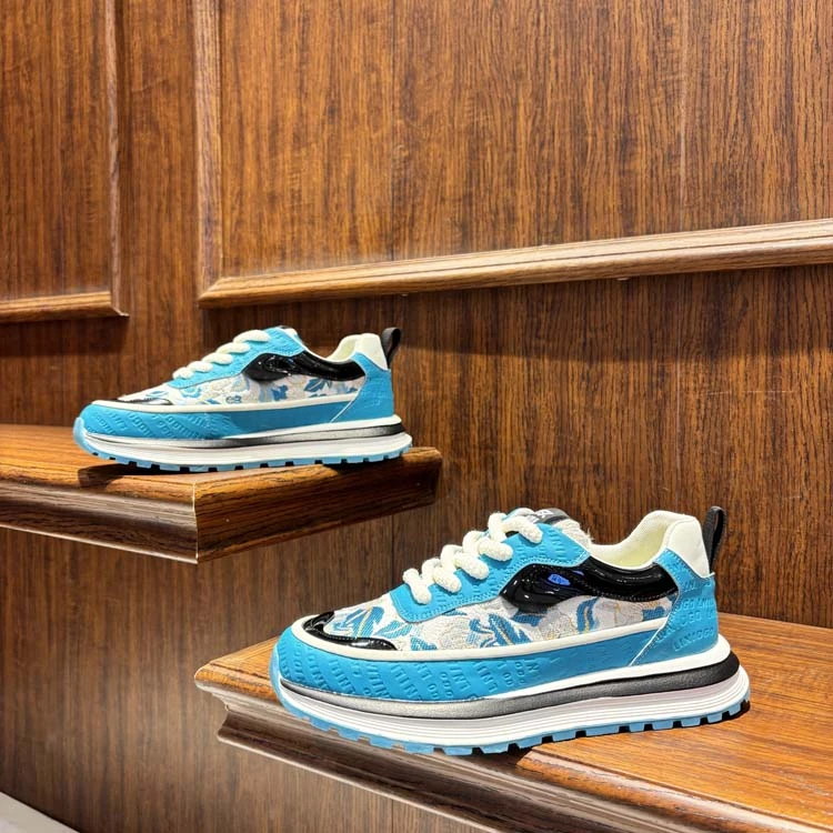 2025春季新款透气布面时尚休闲鞋子男鞋欧洲站刺绣印花阿甘老爹鞋