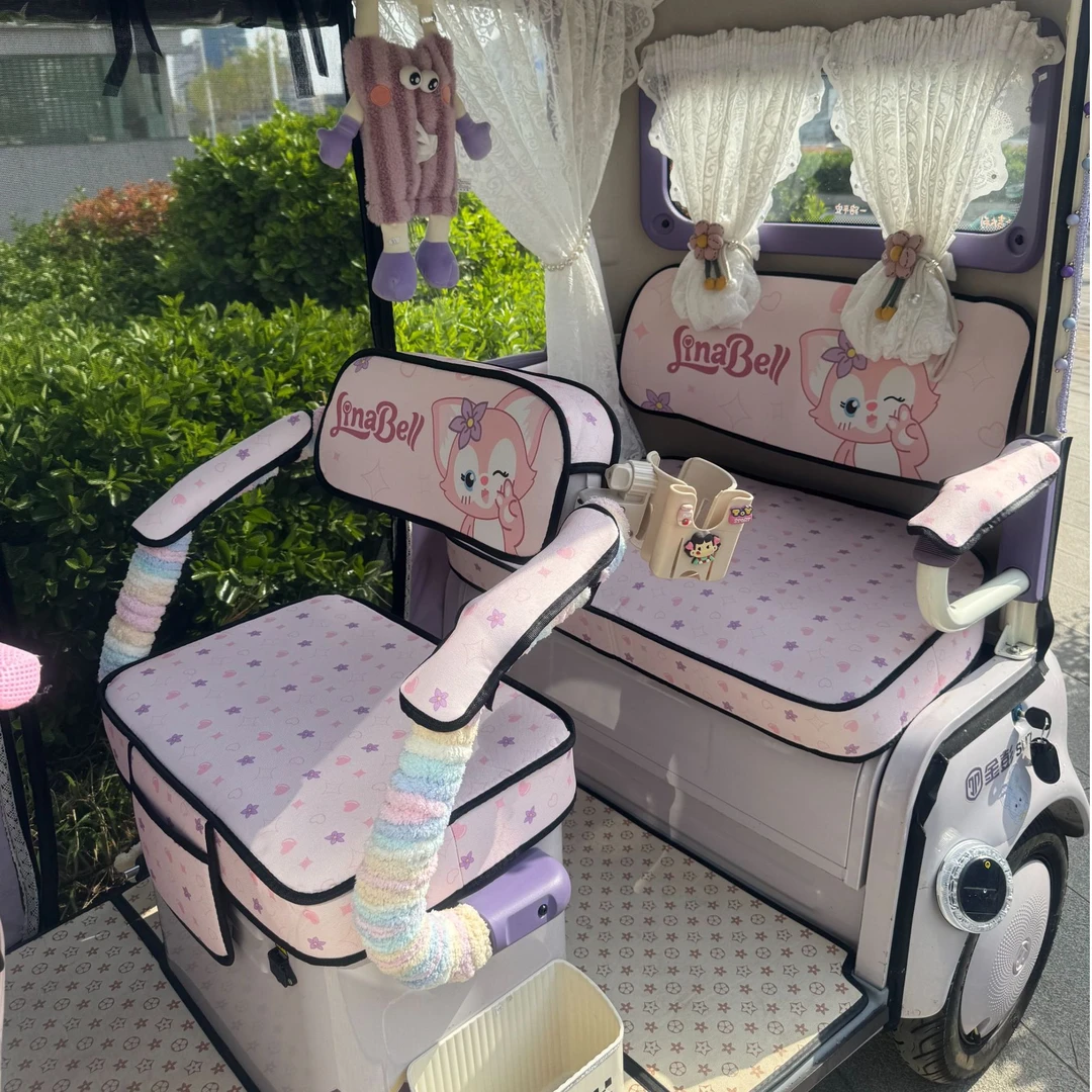 【猪猪爱生活专属+半封闭车组合套装】爱玛金彭电动三轮座垫套脚垫