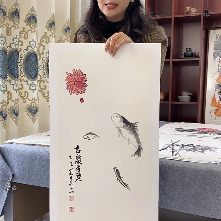 国画纯手绘国画写意作品34*68