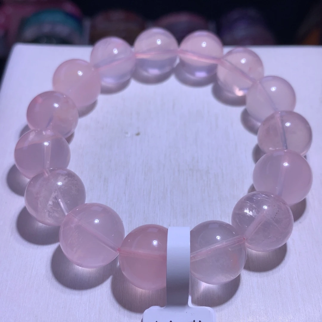 手串水晶银S925镶嵌粉晶15.5m