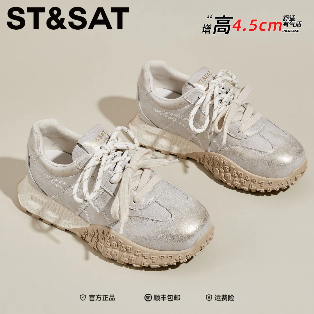 星期六真皮女士芭蕾德训鞋2025年冬季爆款轻便舒适健身休闲女单鞋