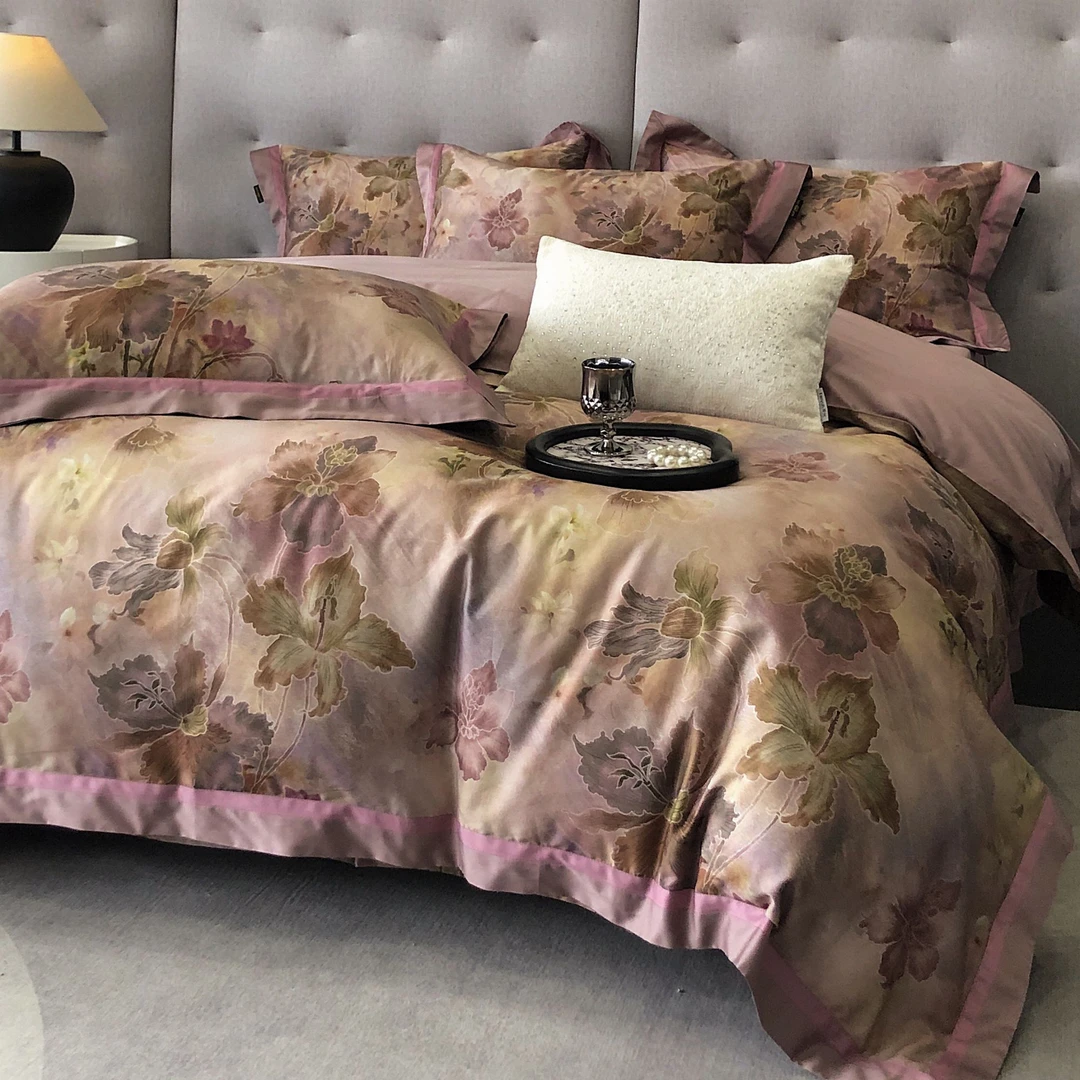 欢颜丨全棉贡缎长绒棉数码印花工艺高奢柔美亲肤丝滑裸睡四件套