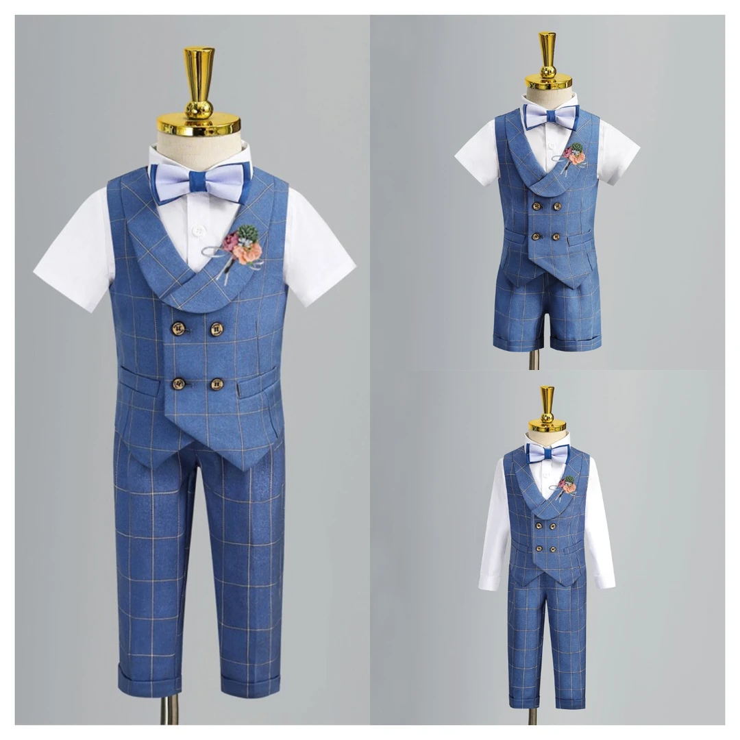 男童西装马甲套装宝宝周岁生日花童婚礼服幼儿园六一儿童节毕业服