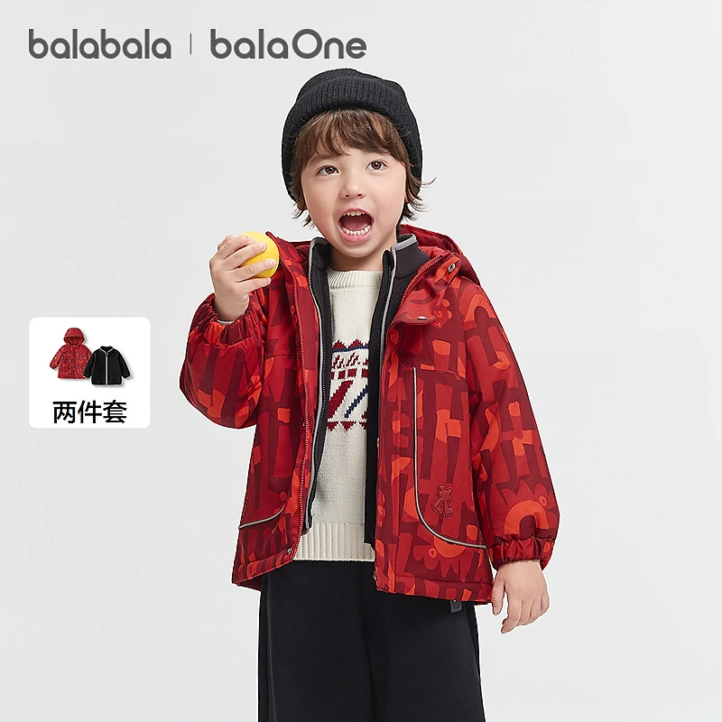 【balaOne】巴拉巴拉儿童棉服女童男童外套新款童装2025秋冬两件套
