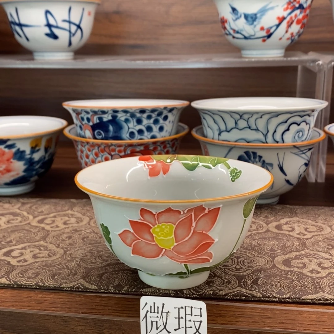 釉下手绘茶具微瑕手工绘制