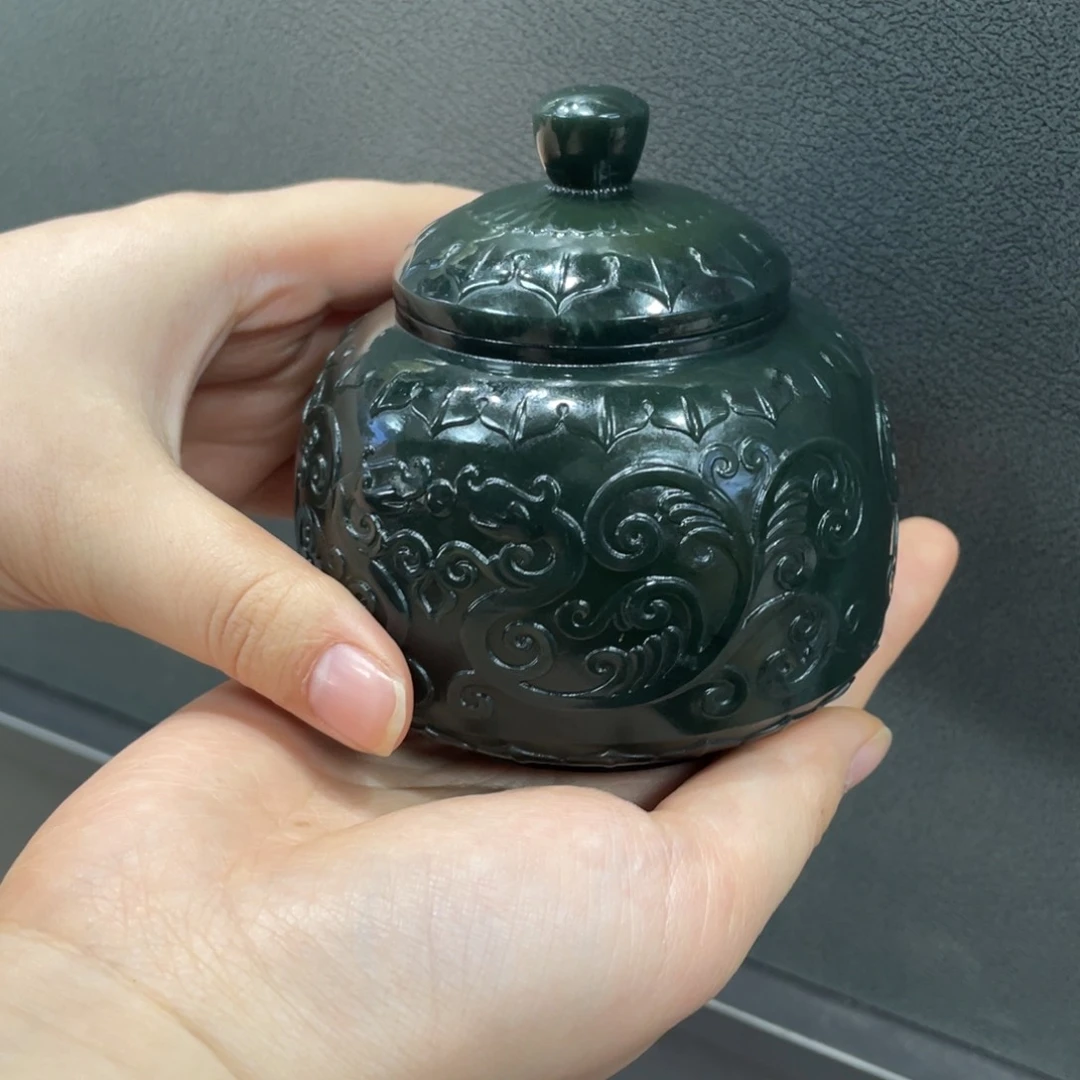 未镶嵌和田玉摆件和田玉茶叶罐未镶嵌