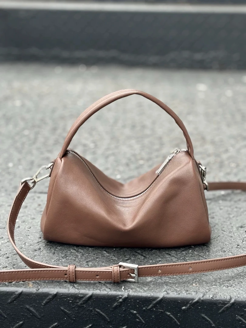 软皮植绒牛皮女包新款洋气潮流真皮软时尚手拎斜挎包潮包百搭简约