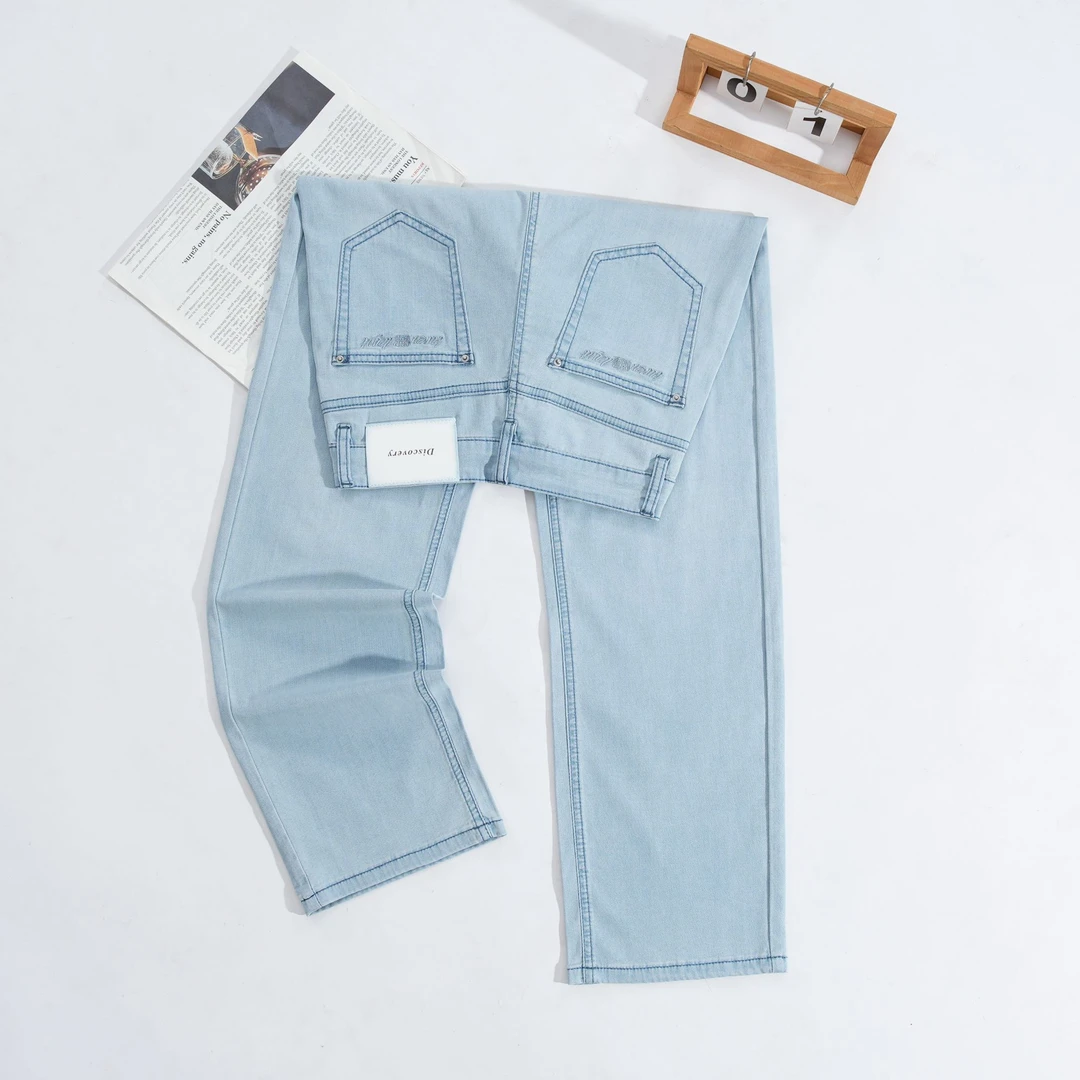 四面弹窄版直筒天丝牛仔裤女2025夏季新款小众高腰宽松显瘦直筒裤