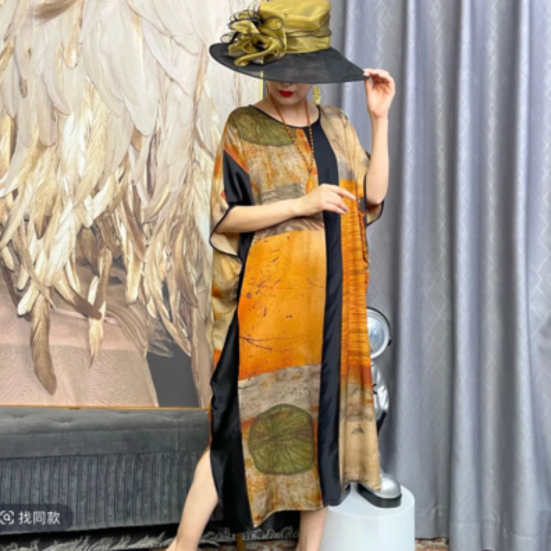 99221时尚洋气女装宽松休闲百搭显瘦气质复古印花国风气质i连衣裙