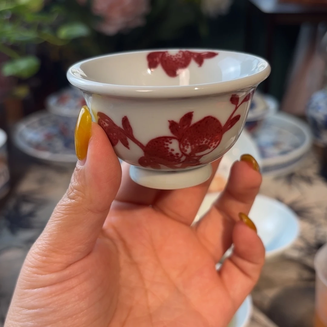 瓷青花手绘点工桃子