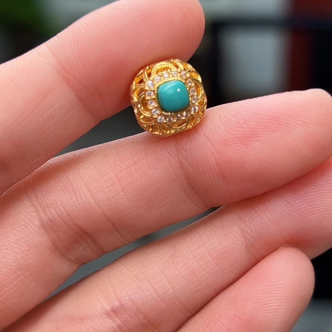 绿松石珠宝奇石18K金镶嵌